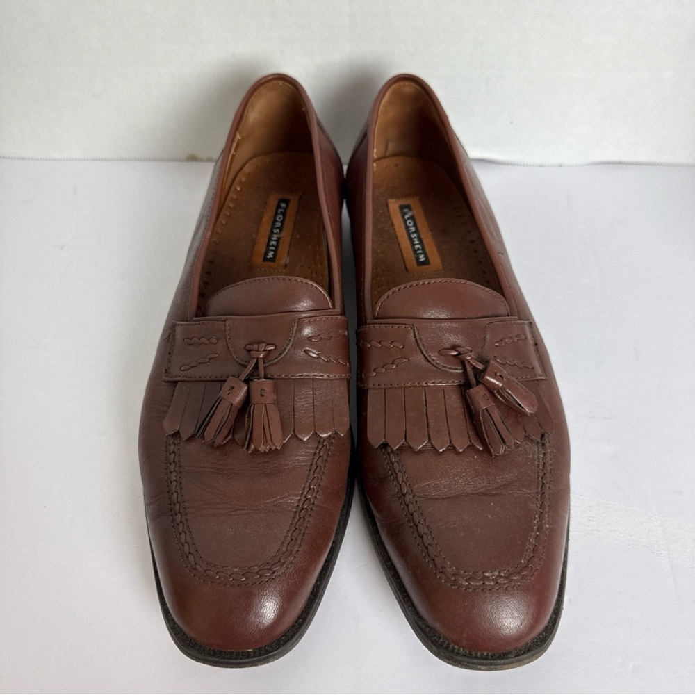 Florsheim Chestnut Leather Tassel Slip-Ons